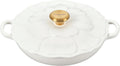 Le Creuset Enameled Cast Iron Signature Petal Braiser, 2.25 qt., White w/Gold Knob