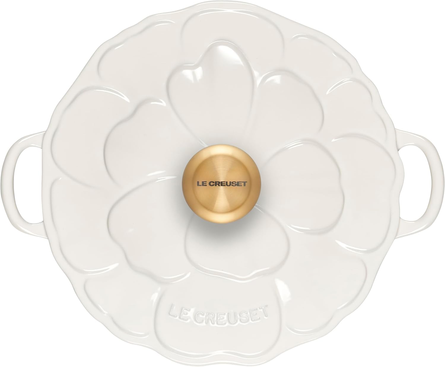 Le Creuset Enameled Cast Iron Signature Petal Braiser, 2.25 qt., White w/Gold Knob