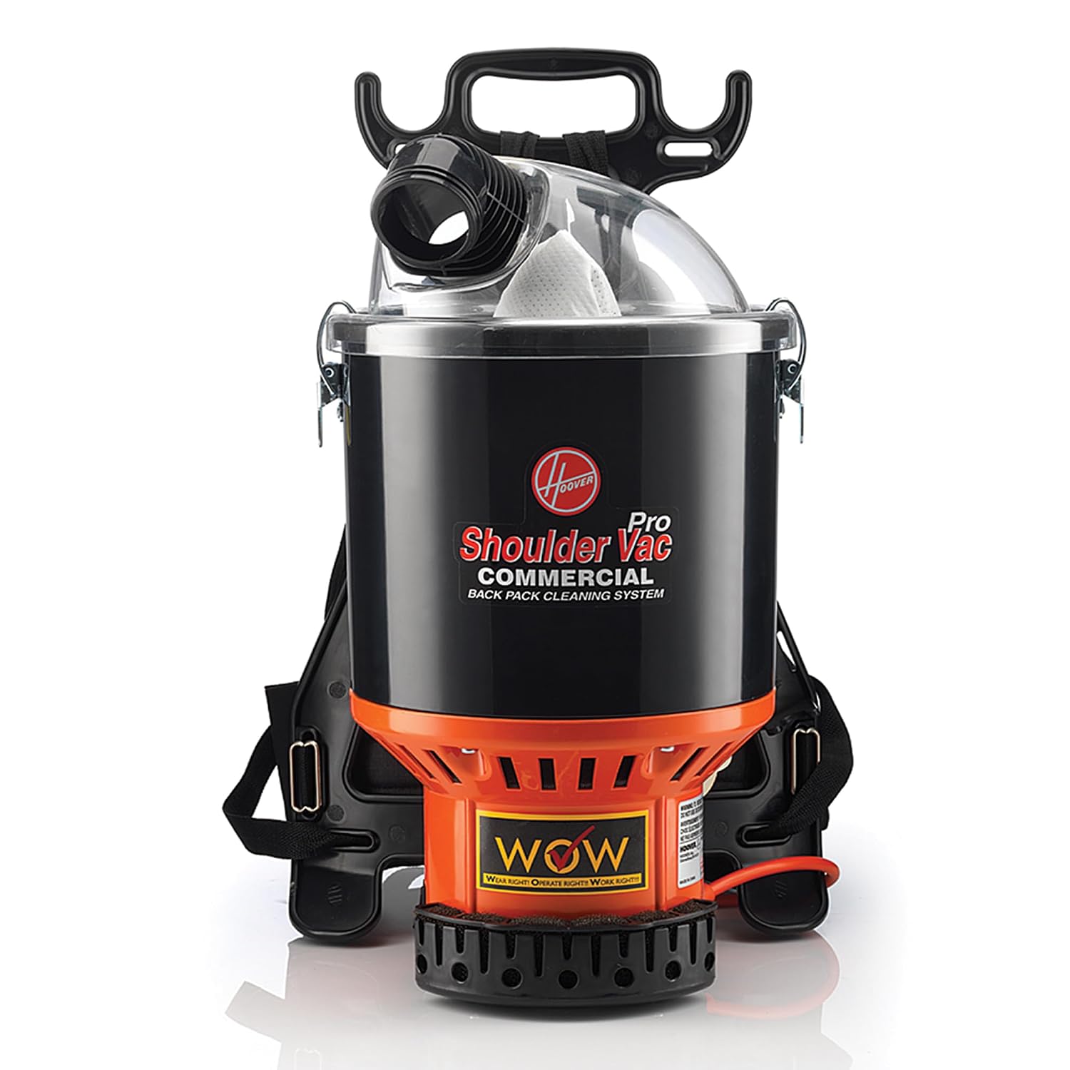 Commercial Shoulder Vac Pro Backpack Bagged Vacuum Cleaner, with HEPA Media Filter, Lightweight with Extra Long Cord, Chiropractic Design, for Carpet and Hard Floors, C2401, Black