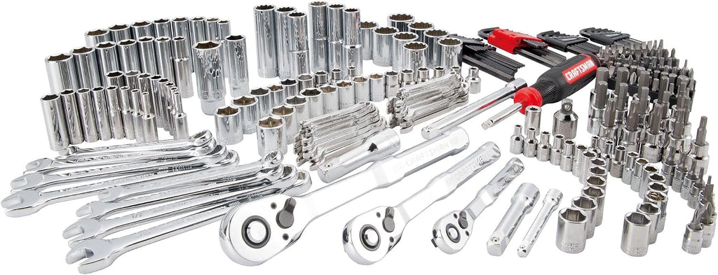 230 Pcs Mechanics Tool Set, Socket Wrench Set, Car Tool Kit with VERSASTACK Toolbox, SAE and Metric,1/4 in, 3/8 in, and 1/2 Drive, Short and Long Arm Hex Keys (CMMT45306)