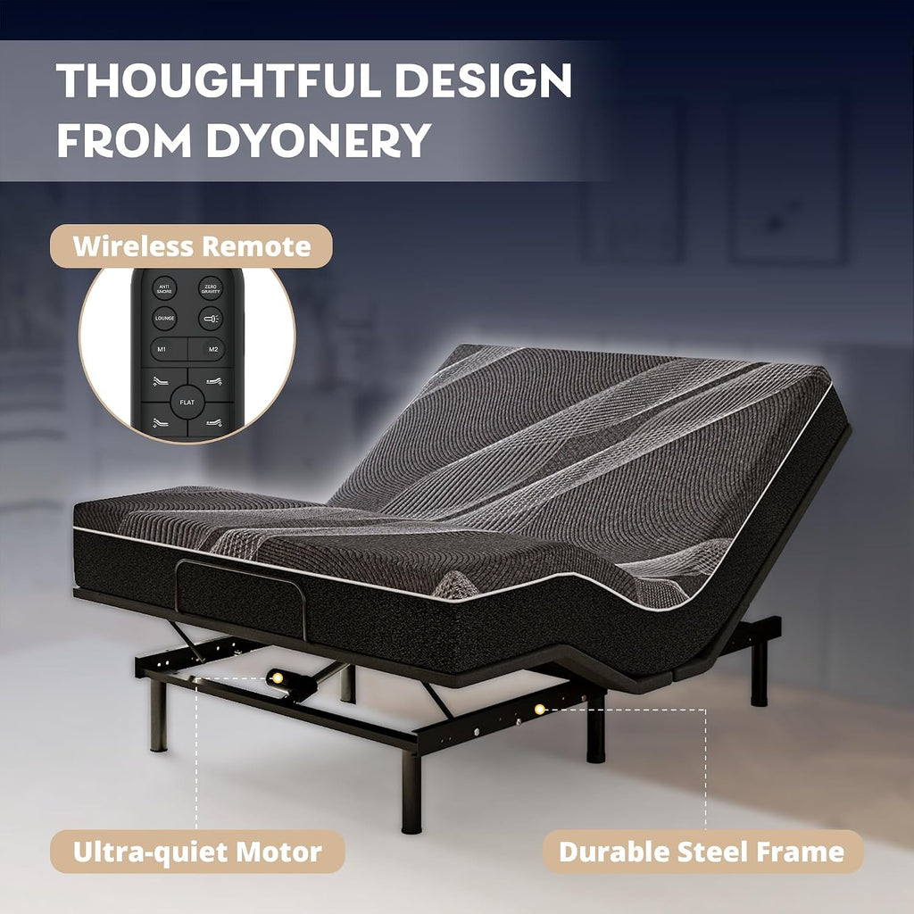 Twin XL Adjustable Bed Base Frame with Wireless Remote + 12 Inch Twin XL Gel Memory Foam Mattress Bed in a Box, Head and Foot Incline, Zero Gravity, Fiberglass Free, 80" × 38"