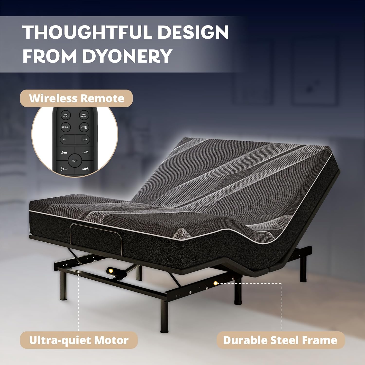 Twin XL Adjustable Bed Base Frame with Wireless Remote + 12 Inch Twin XL Gel Memory Foam Mattress Bed in a Box, Head and Foot Incline, Zero Gravity, Fiberglass Free, 80" × 38"